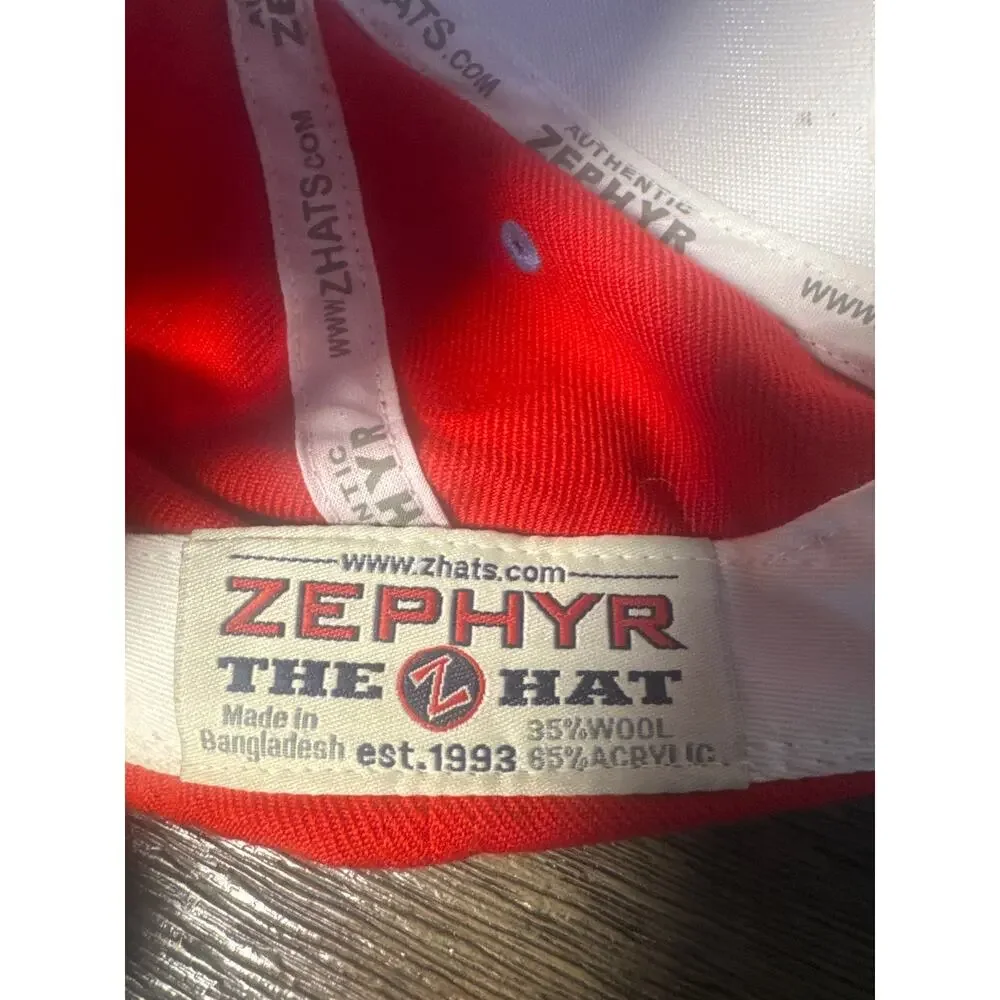 Zephyr Quebec Nordiques NHL Snapback Hat Red Blue Cream 3D Puff Script Cap OSFA